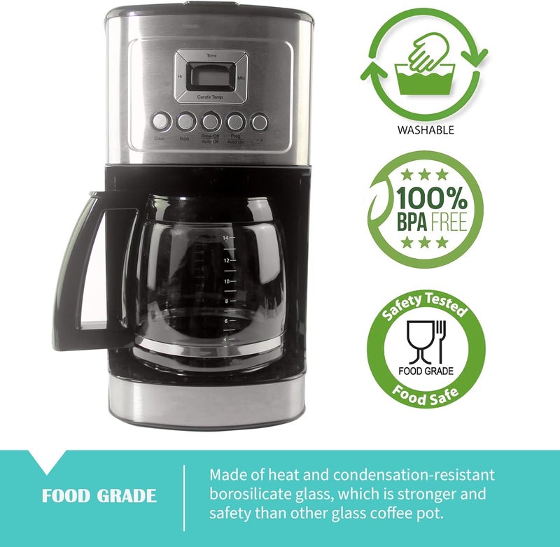 Sendextra 14-Cup Glass Replacement Coffee Carafe Compatible with Cuisinart Coffee Maker Models DCC-2200, DCC-2600, DCC-2800, DCC-3200, and DCC-3200P1, Coffee Pot Decanter Pitcher, Black Handle - Image 5